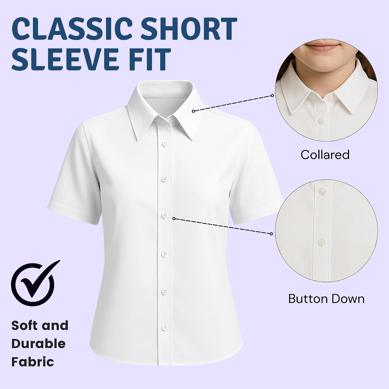 Girls Short Sleeve School Shirts Pack of 2 - Image 6