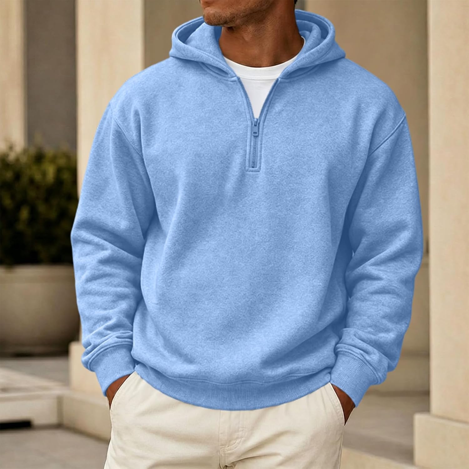 Men's Quarter Zip Hoodie with Pockets - Image 2