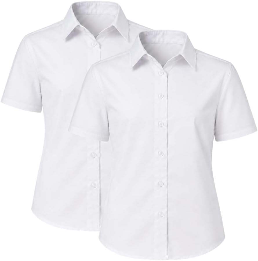 Girls Short Sleeve School Shirts Pack of 2