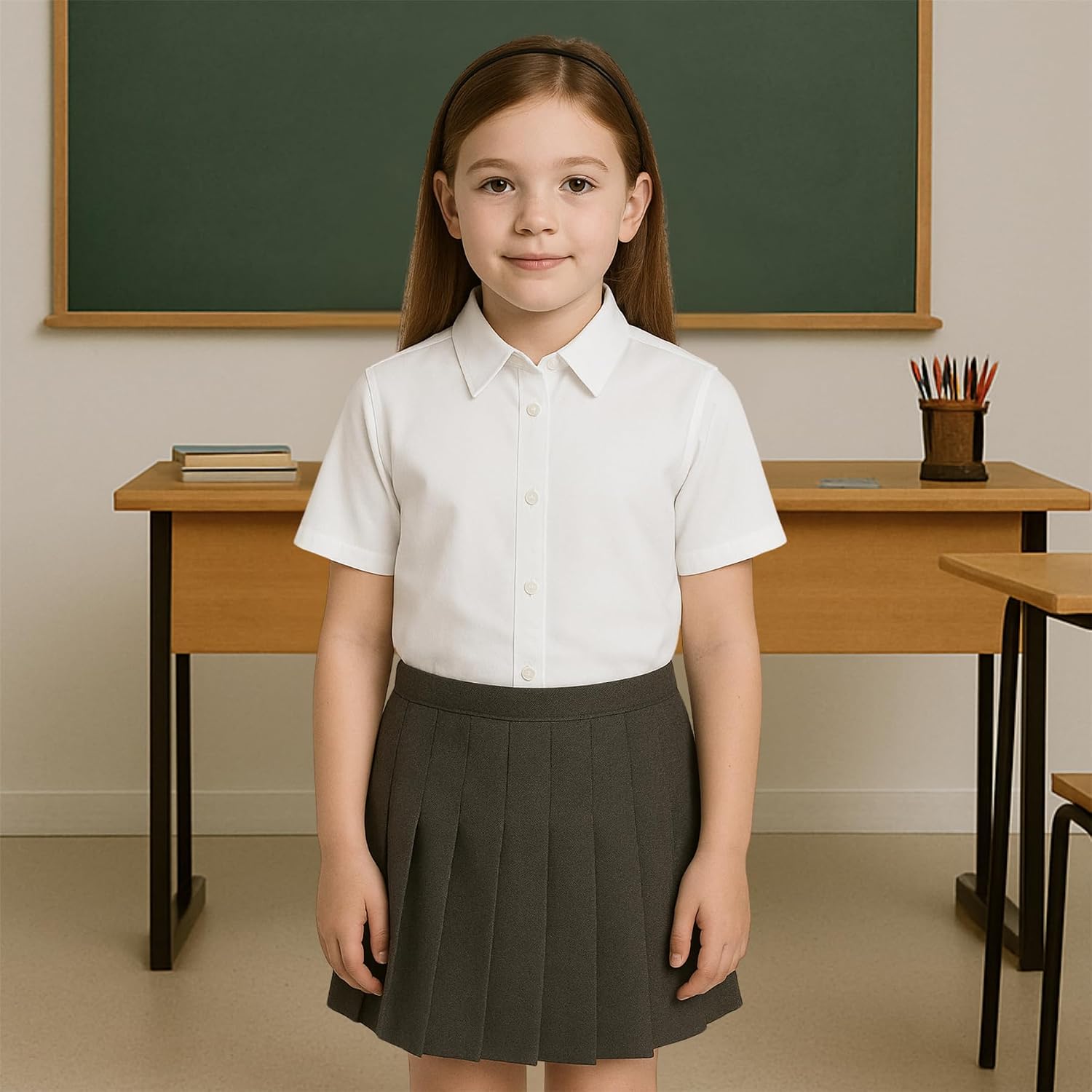 Girls Short Sleeve School Shirts Pack of 2 - Image 3