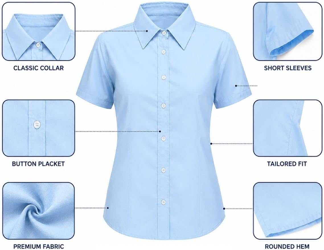 Girls Short Sleeve School Shirt - Image 5